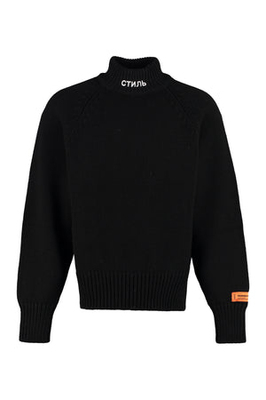 Stand-up collar wool pullover-0